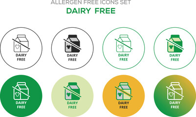 Allergen-free icons set vector illustration