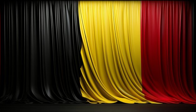 national day of belgium red yellow curtain black background vertical banner copy space free space for text - Powered by Adobe