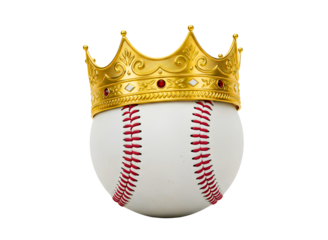 Baseball with golden crown isolated on transparent background