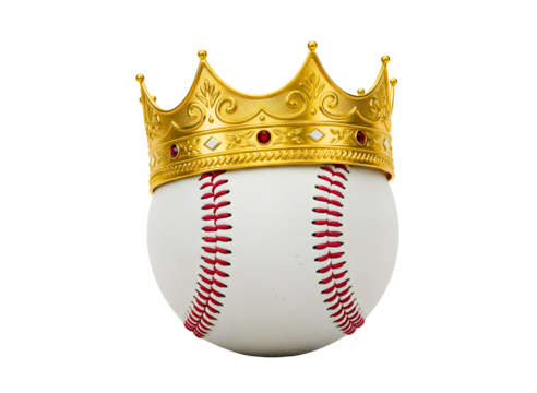 Baseball with golden crown isolated on transparent background