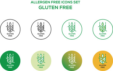 Allergen-free icons set vector illustration