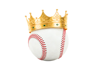 Baseball with golden crown isolated on transparent background