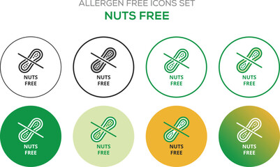 Allergen-free icons set vector illustration