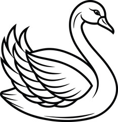 Obraz premium Swan outline art Vector on white