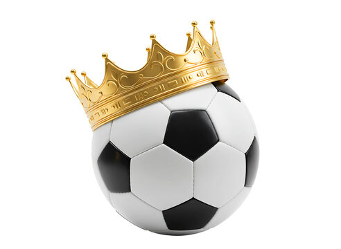 Gold crown on soccer ball isolated on transparent background - Powered by Adobe
