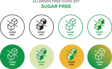 Allergen-free icons set vector illustration