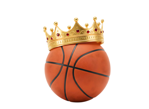 Gold crown on basketball king of court isolated on transparent background - Powered by Adobe