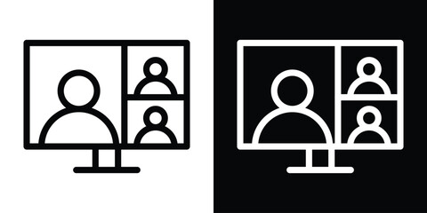 Online meeting icon filled flat sign concept for web design.