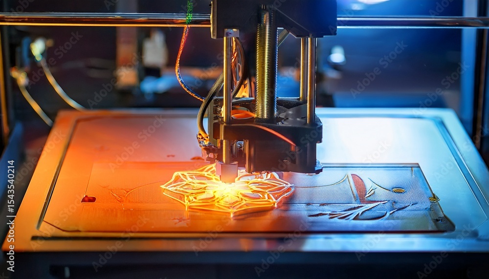 Aufkleber a 3d printer operates with precision emitting a vibrant glow as it builds layer by layer