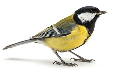 Obraz premium Great tit parus major isolated on a white background. AI GENERATED