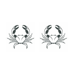 line art of animal of crab sitting bundle on the white background