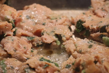 Turkey meat cooking in pan