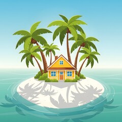 Small House on Circular Tropical Island
