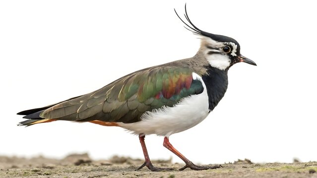 Northern lapwing  vanellus vanellus  isolated on a white background. AI GENERATED