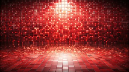 Illuminated Red Tile Room A Striking Background for Design Projects