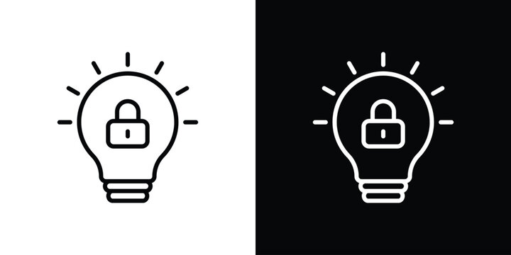 Patent and intellectual property icon filled flat sign concept for web design.