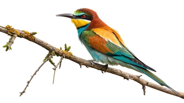 European bee eater  merops apiaster  isolated on a white background. AI GENERATED