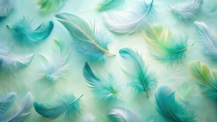 Serene Pastel Feathers A Soft and Airy Collection of Delicate Plumes on a Gentle Background