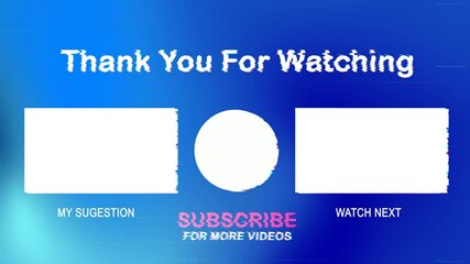End Screen Youtube, blue gradient with a glitch effect and a modern style. Useful for content creators - Powered by Adobe