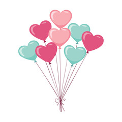 A bunch of heart shaped balloons for valentines day