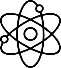 atom vector outline icon on white or transparent background 