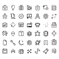 Hand drawn doodle style icon set for technology and design