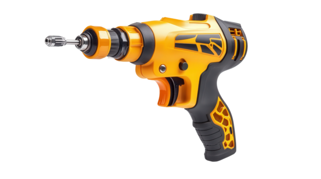 Pneumatic paint sprayer with digital flow control Transparent background, PNG file