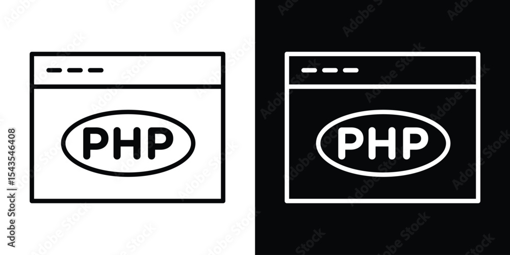 Aufkleber php icon filled flat sign concept for web design.