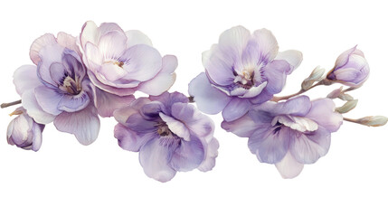 Fototapeta premium Pale lavender freesia bloom Transparent background, PNG file