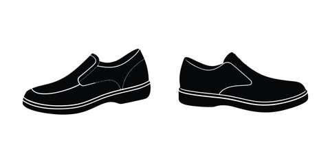 Modern look at a lace‑free shoe floating Flat Silhouette on White Background