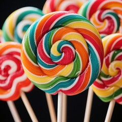 colorful lollipops on a green background