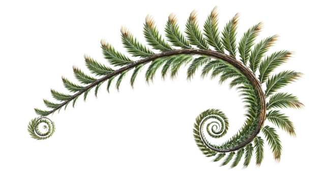 Palm tree with spiral fronds, Transparent background, PNG file