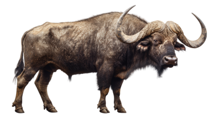 Powerful African buffalo Transparent background, PNG file