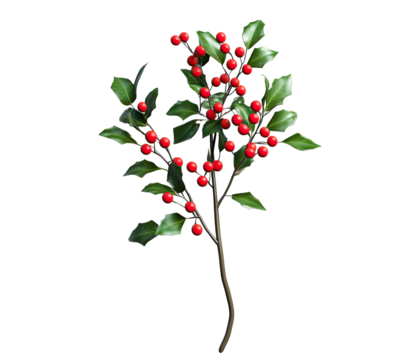 Holly branch with vibrant red berries