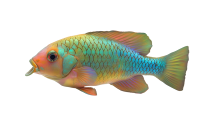 Parrotfish with beak-like mouth, Transparent background, PNG file