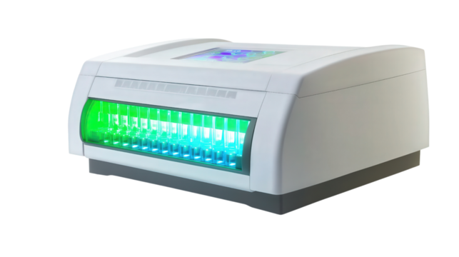 Real-time PCR analyzer with LED interface, Transparent background, PNG file - Powered by Adobe
