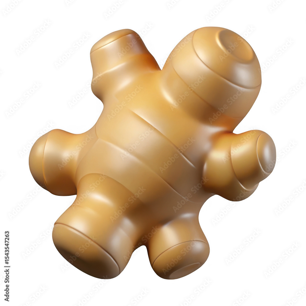 Poster stylized 3d render of ginger root isolated on transparent background