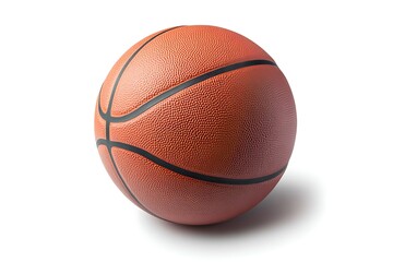 Obraz premium Isolated Orange Basketball with Black Seams Casting a Shadow on a White Background
