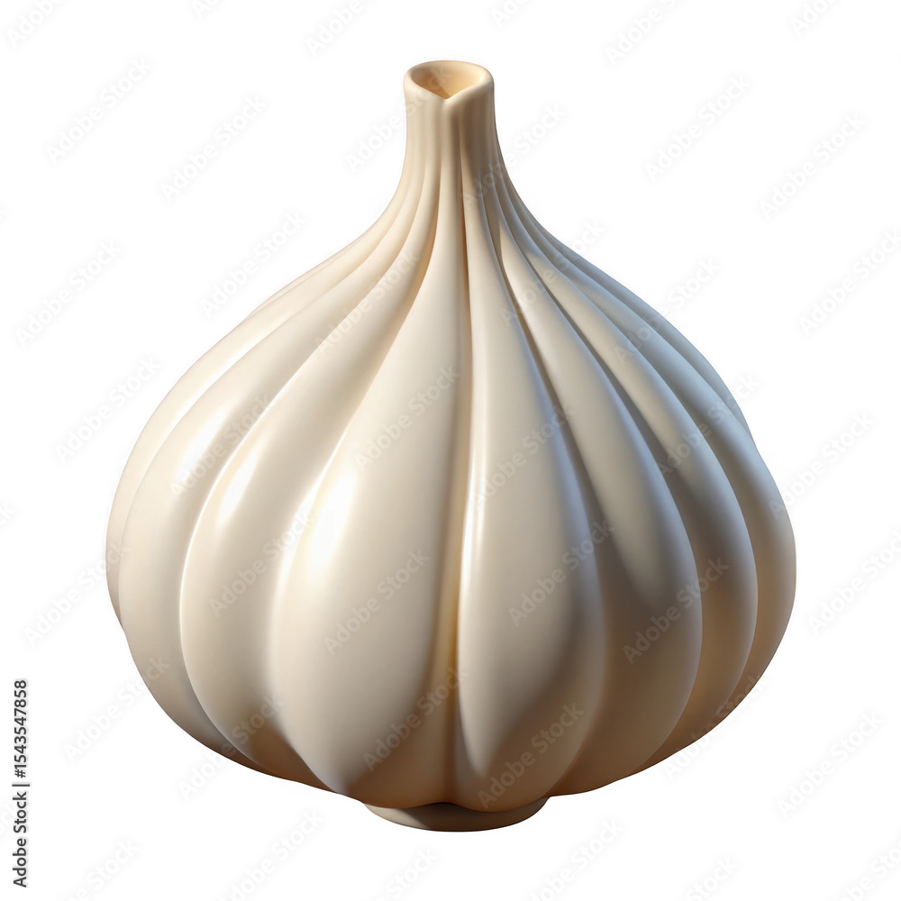 Poster realistic 3d render of a single garlic bulb isolated on transparent background