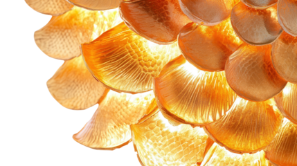Pinecone fish scales glowing, Transparent background, PNG file
