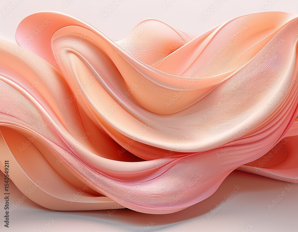 Poster combining pastel peach and rose pink in an abstract futuristic texture isolated on a white backgroun