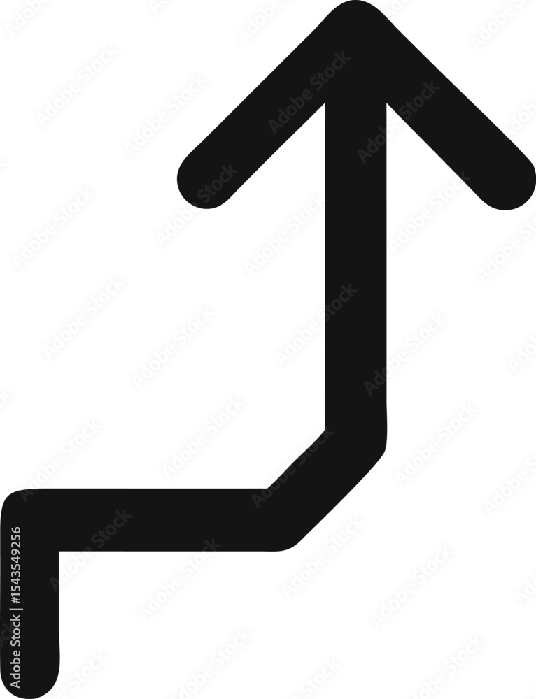 Poster black directional arrow pointing up and right - simple vector symbol on white background for navigat