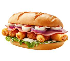 Savory sandwich with layers of fillings