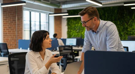 Fototapeta premium Modern Office Dynamics: Collaboration in the Workplace