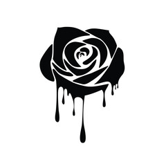 Melted black rose dripping ink style design