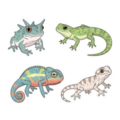Fototapeta premium Tropical Baby Reptiles & Amphibians – Rare Indonesian Species in Vector Form