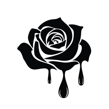 Melted black rose silhouette gothic floral design