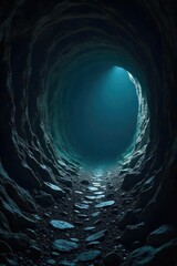 Mysterious, dark subterranean scene Deep shadows and rough textures create an ominous, underground atmosphere Perfect for horror, fantasy, or sci-fi projects , shadows, night, tunnel