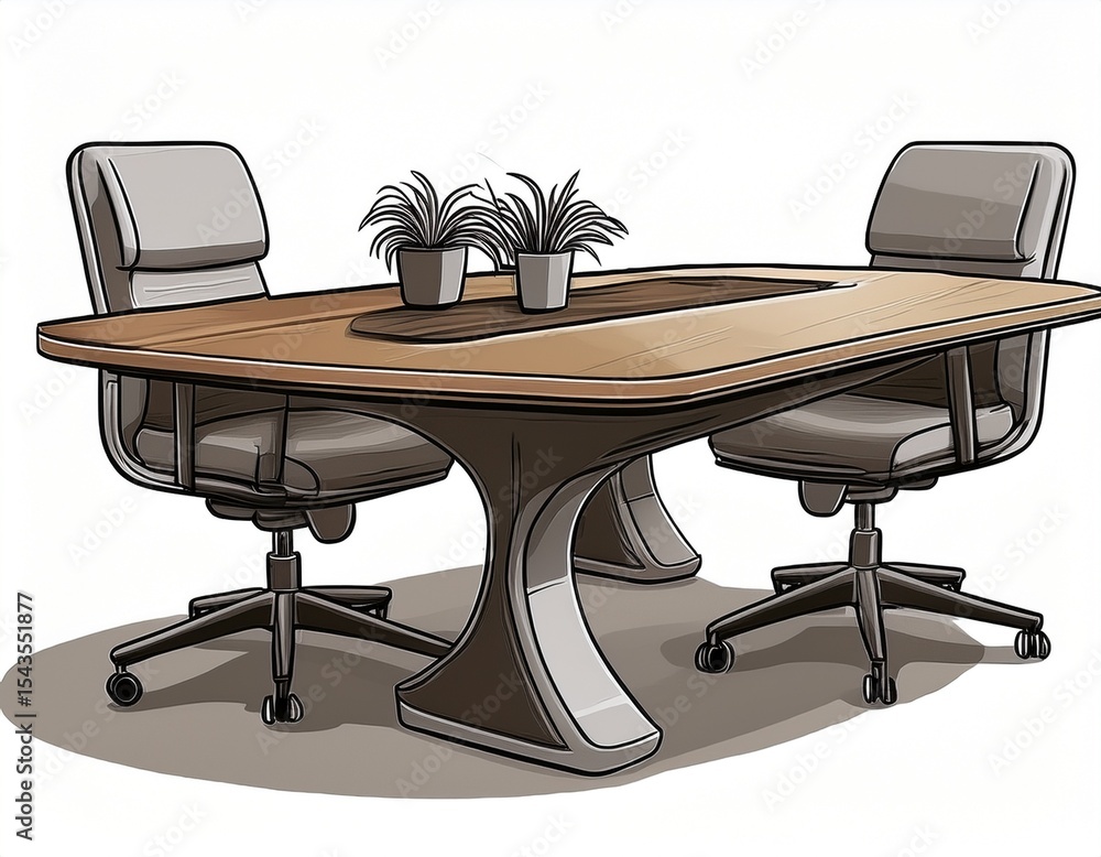Poster office conference table isolated on a white background generative ai
