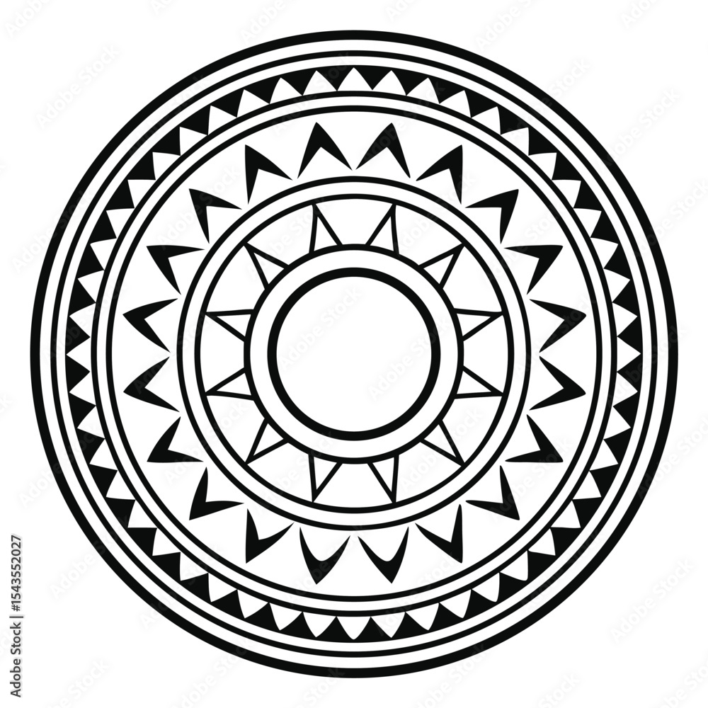 Aufkleber monochrome circular geometric pattern: a detailed vector graphic of a symmetrical circle with triang